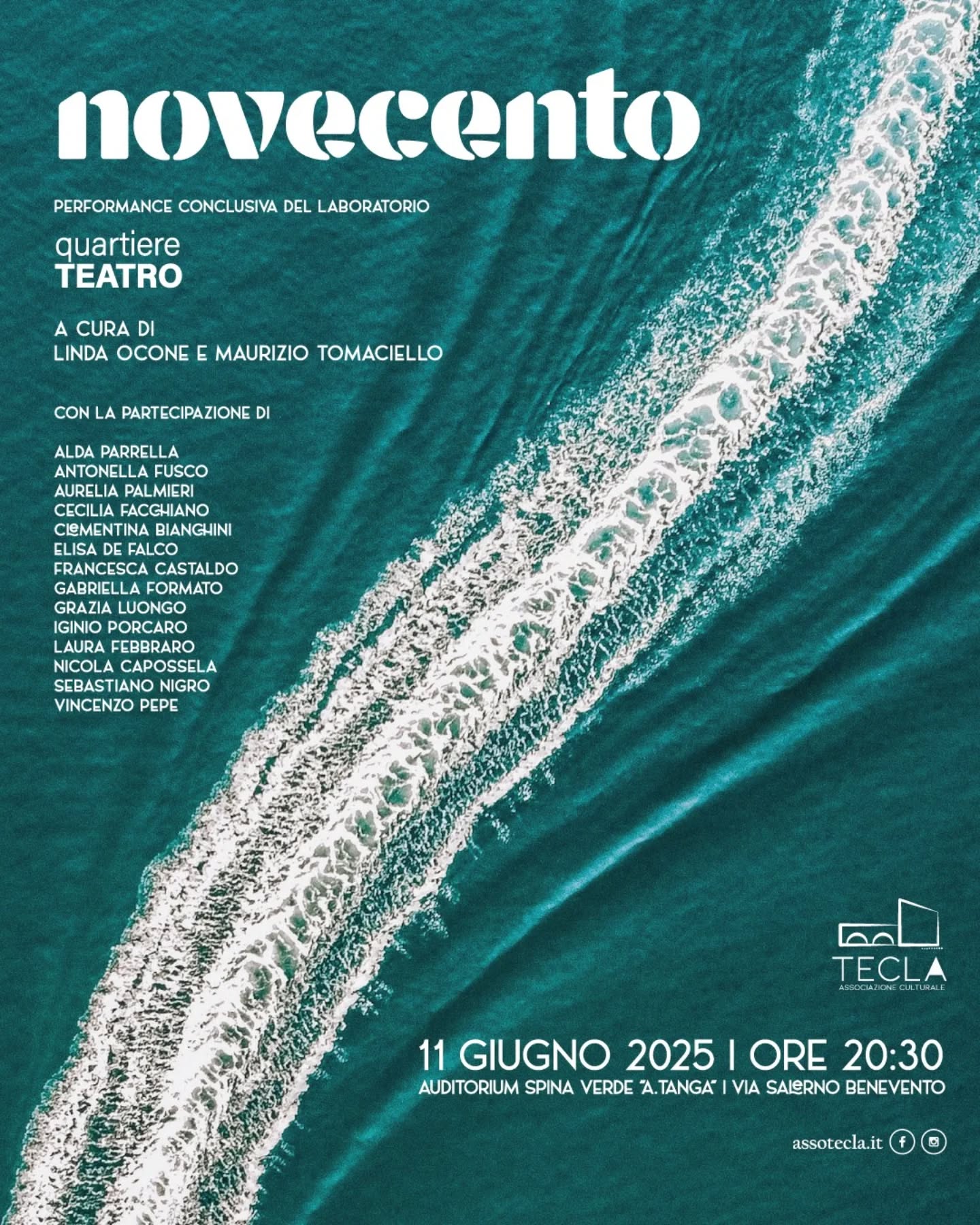 Il Virginian sta per salpare! Siete pronti a salire a bordo per scoprire "𝐍𝐨𝐯𝐞𝐜𝐞𝐧𝐭𝐨"?🎭
📅 11 giugno • 20:30
📍 Auditorium Spina Verde "A.Tanga" - via Salerno - Benevento
In scena i partecipanti del laboratorio Quartiere Teatro dell'associazione culturale Tecla.
La performance è a cura di Linda Ocone, in collaborazione con Maurizio Tomaciello.
Ingresso libero!
Link in bio!
#teclateatro #teclaproduzioni